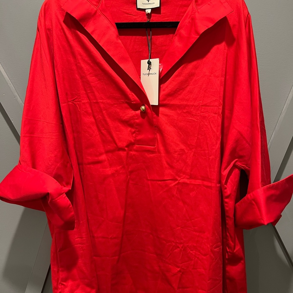 Tuckernuck Red Boxy Tunic with 3/4 Sleeves - Picture 3 of 4